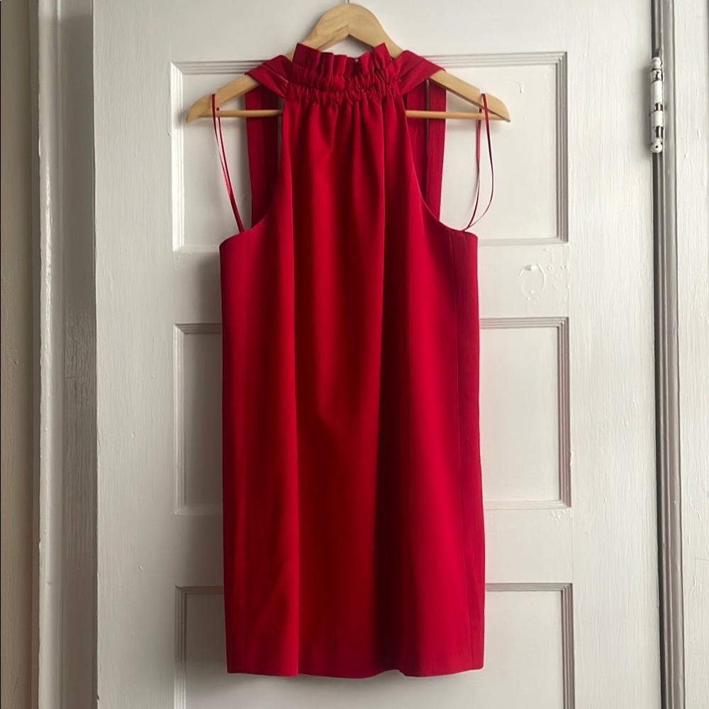 C Meo Collective Red Sleeveless Mock Neck Ruffle Short Cocktail Dress Sm- NWOT